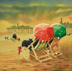 We're here - We're staying by Peter J Rodgers - Original Painting on Paper sized 16x16 inches. Available from Whitewall Galleries